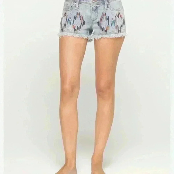 Roxy blaze embroidered cut off jean shorts shortie cut offs coconutgirl - Picture 1 of 4